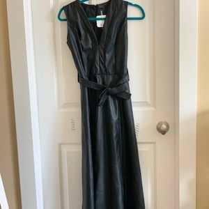 VENTI6 black leather calf length dress size S